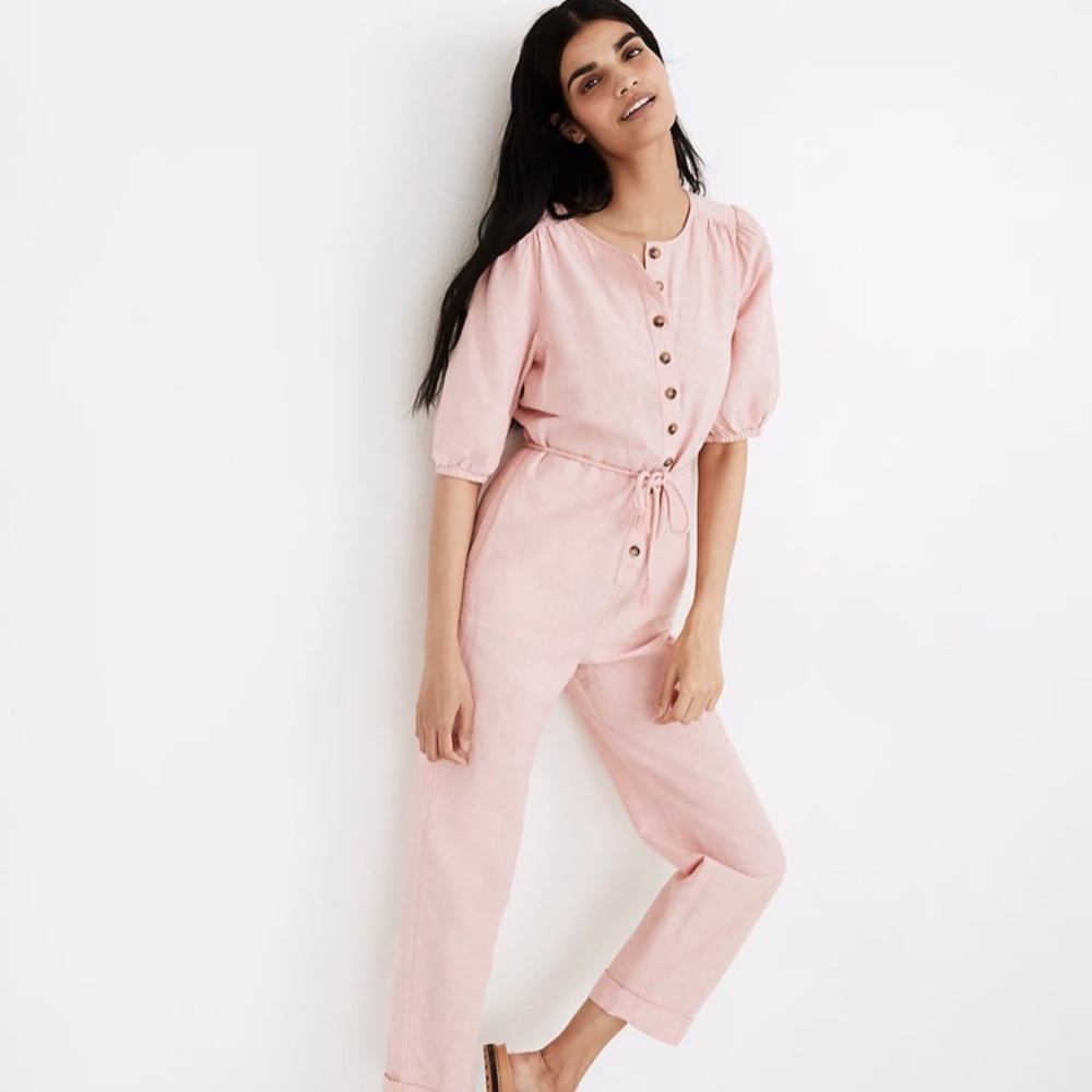 Madewell Linen Tassel Tie Jumpsuit